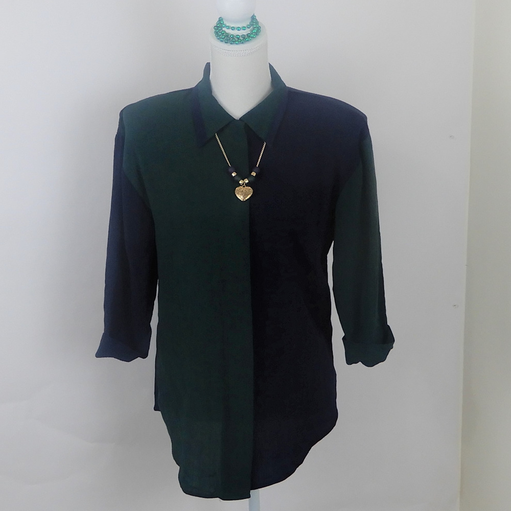 Pride & Joy Button Blue Green Shirt Size 6P Blouse
